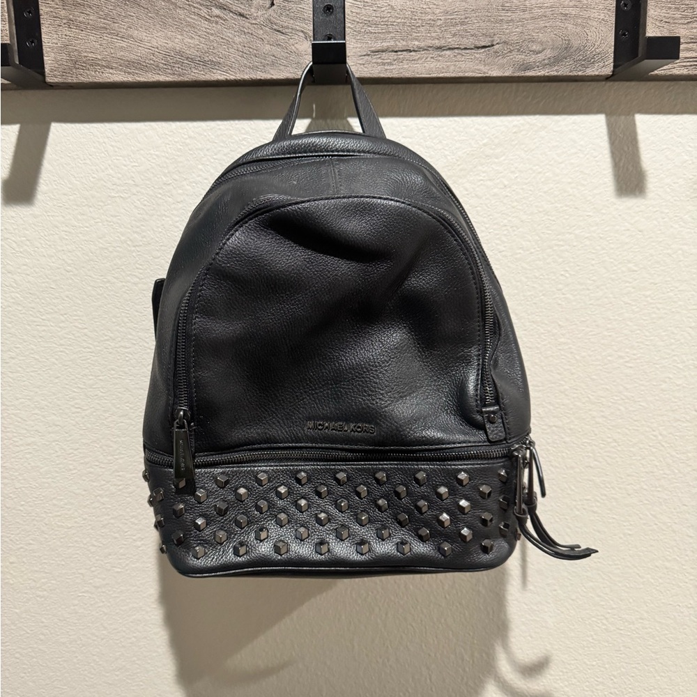Michael Kors Rhea Faceted Stud Medium Leather Backpack - Picture 2 of 10